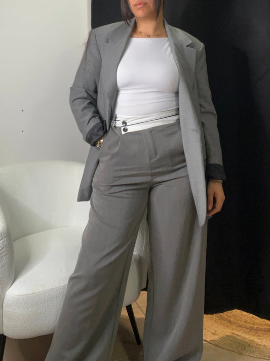 PANTALON TAILLEUR GRIS